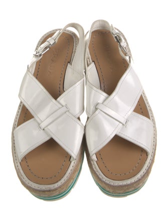 Prada Patent Leather Striped Slingback Sandals