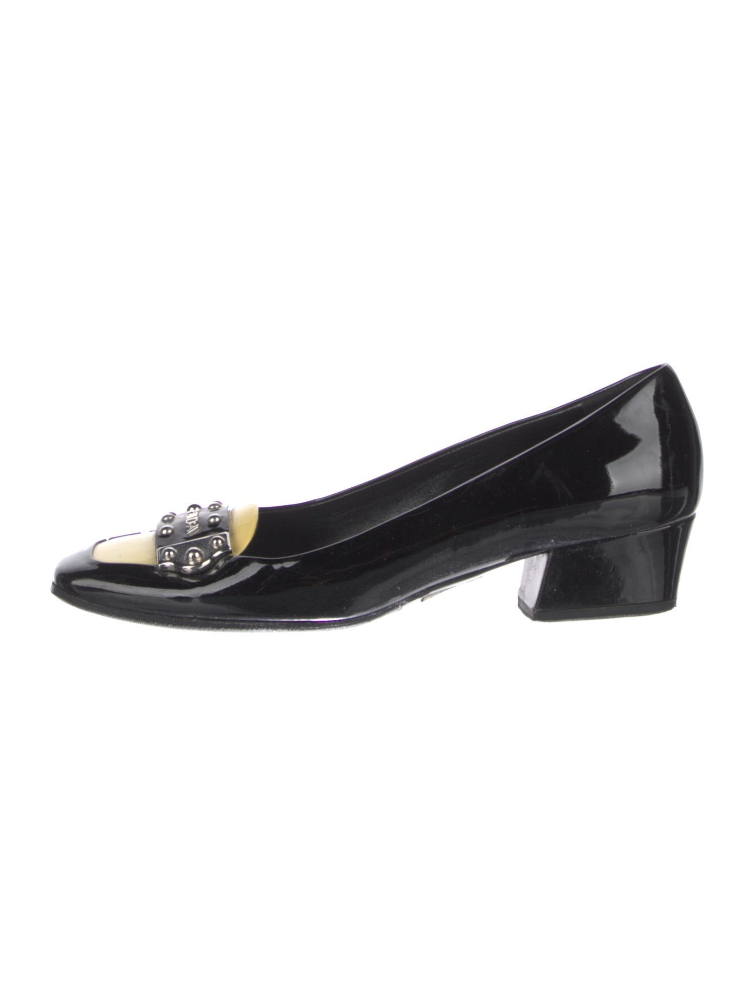 Prada Patent Leather Studded Accents Pumps