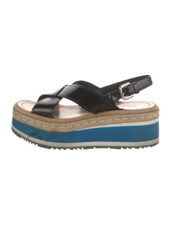 Prada Leather Striped Espadrilles
