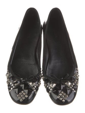 Prada Patent Leather Studded Accents Flats
