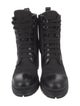 Prada Enameled Metal Triangle Nylon Combat Boots