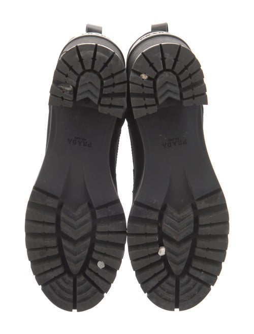 Prada Enameled Metal Triangle Nylon Combat Boots