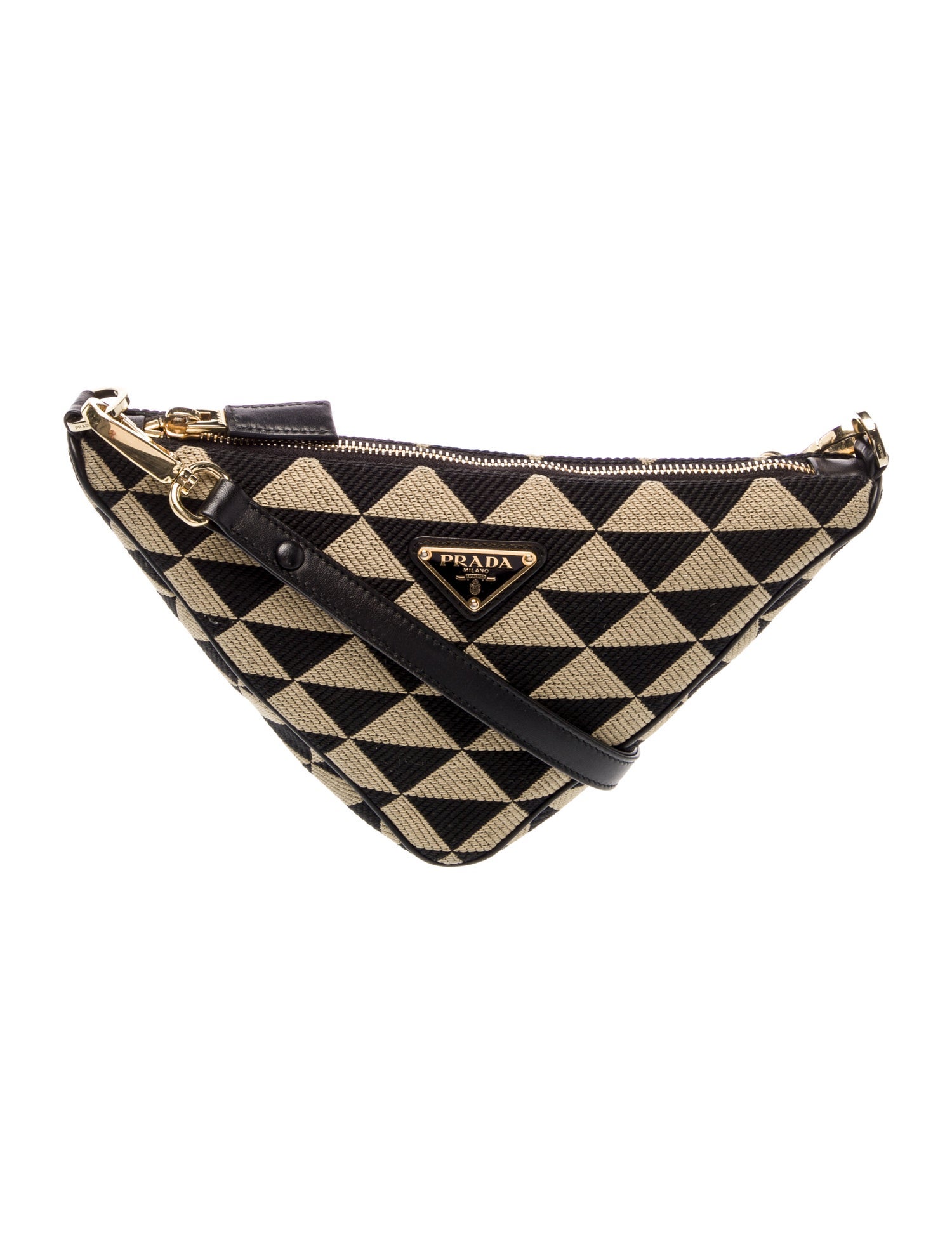 Prada Enameled Metal Triangle Triangle