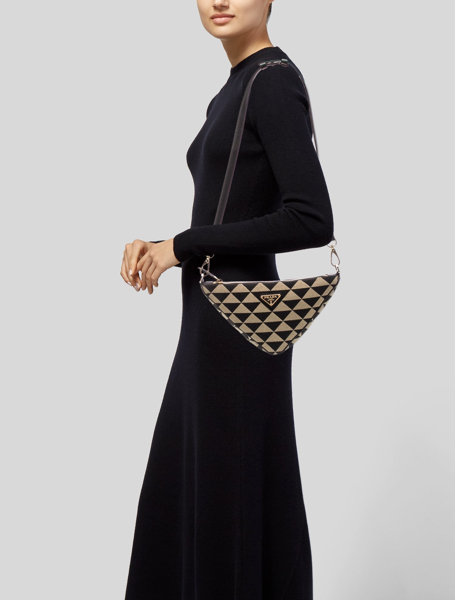 Prada Enameled Metal Triangle Triangle