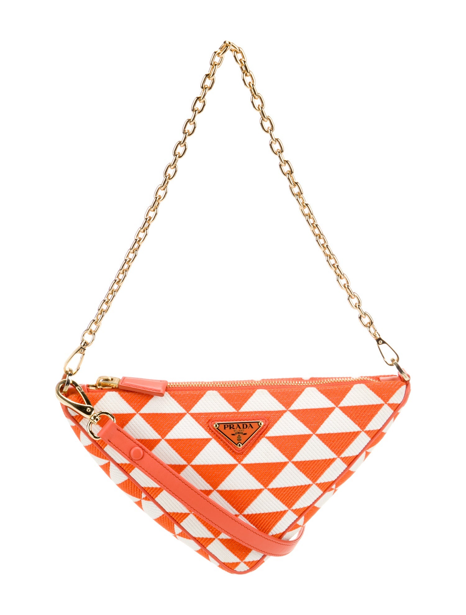 Prada Enameled Metal Triangle Triangle