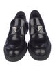 Prada Enameled Metal Triangle Leather Oxfords