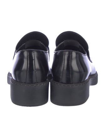 Prada Enameled Metal Triangle Leather Oxfords