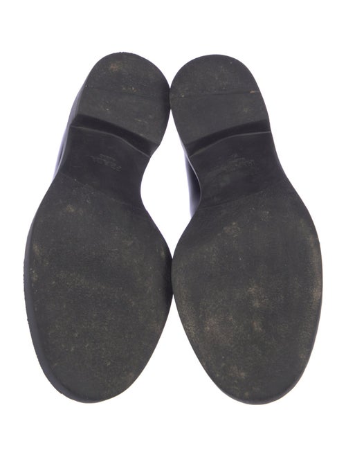 Prada Enameled Metal Triangle Leather Oxfords