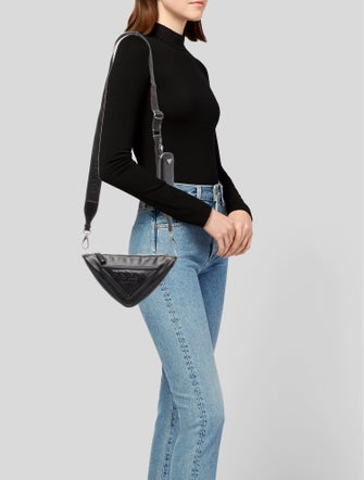 Prada Enameled Metal Triangle Triangle