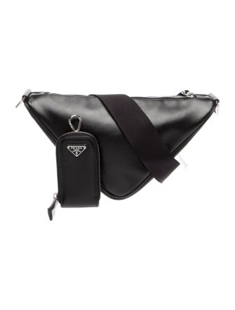 Prada Enameled Metal Triangle Triangle