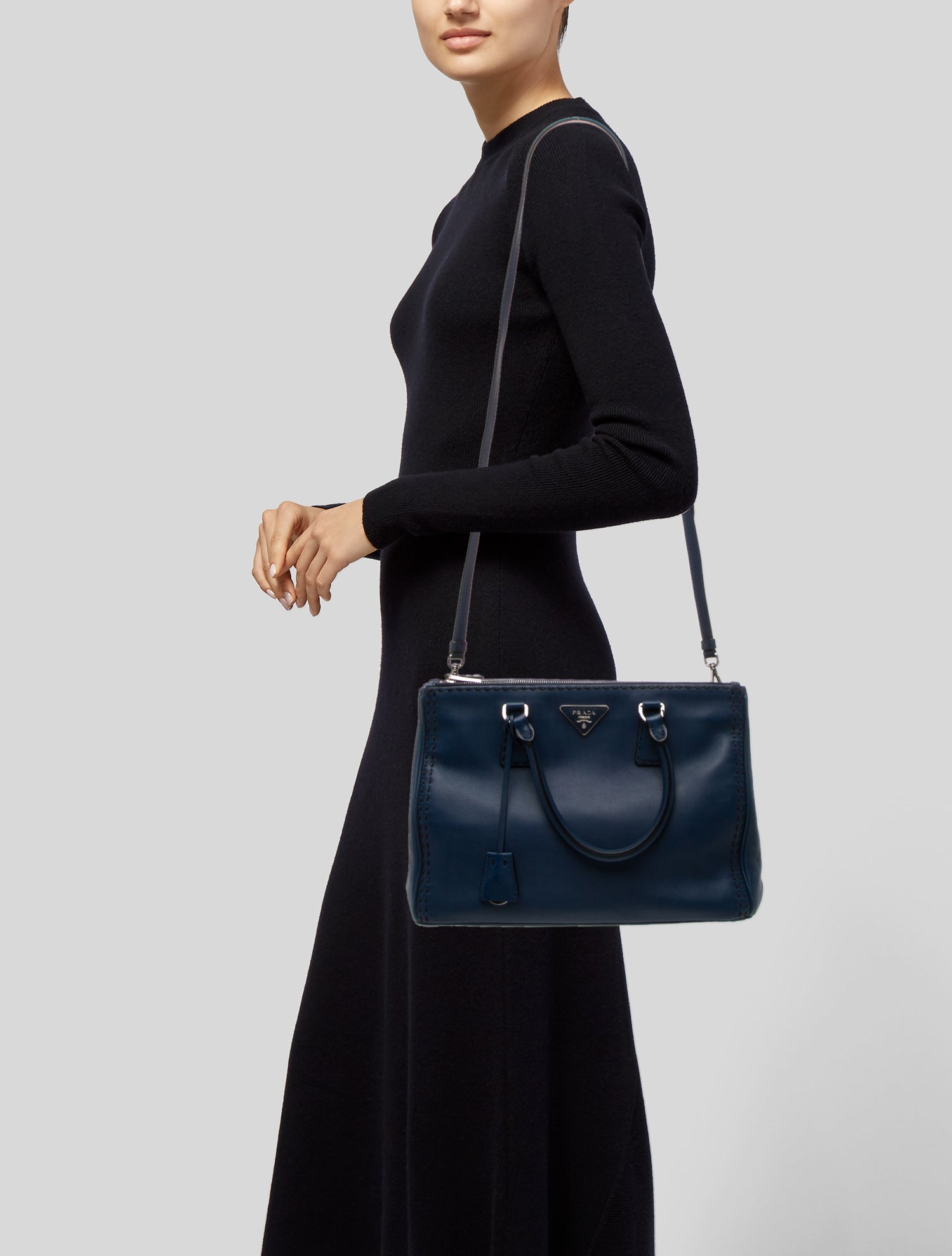 Prada City Calf Leather Galleria Double Zip Large