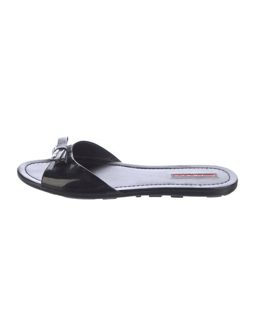 Prada Sport Patent Leather Bow Accents Slides