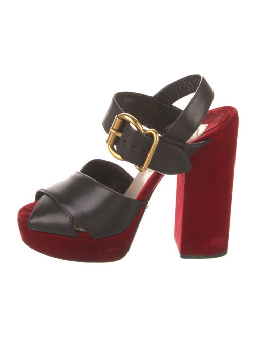 Prada Velvet Leather Trim Embellishment Slingback Pumps