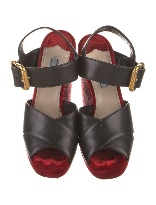 Prada Velvet Leather Trim Embellishment Slingback Pumps