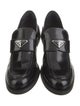 Prada Enameled Metal Triangle Leather Loafers
