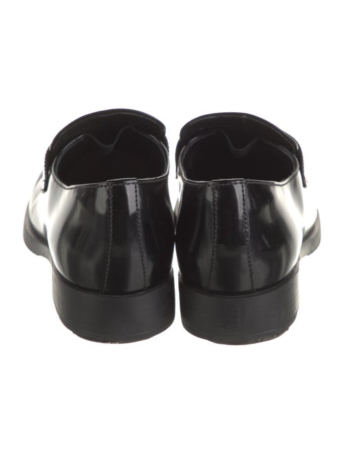 Prada Enameled Metal Triangle Leather Loafers