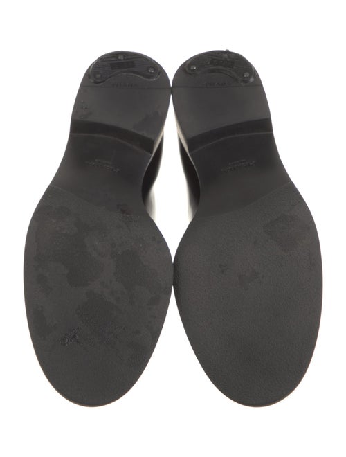 Prada Enameled Metal Triangle Leather Loafers