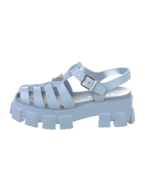 Prada Enameled Metal Triangle Rubber Slingback Flats