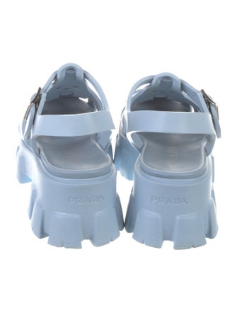 Prada Enameled Metal Triangle Rubber Slingback Flats