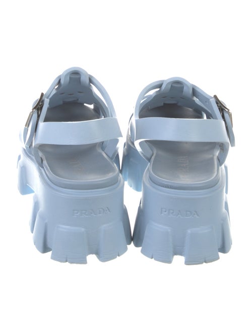 Prada Enameled Metal Triangle Rubber Slingback Flats