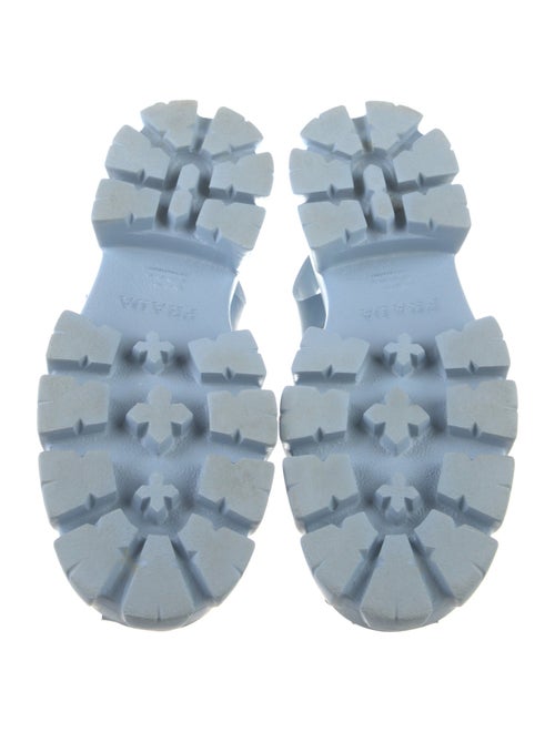 Prada Enameled Metal Triangle Rubber Slingback Flats