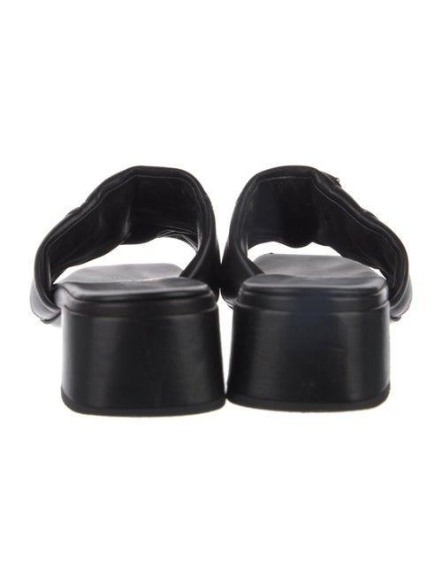 Prada Enameled Metal Triangle Leather Slides