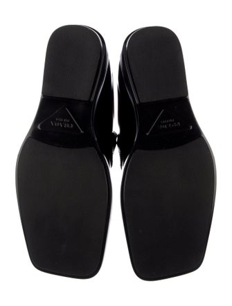 Prada Enameled Metal Triangle Patent Leather Oxfords
