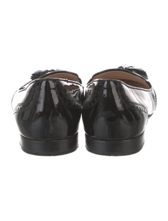 Prada Patent Leather Tassel Accents Loafers