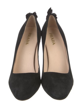 Prada Suede Ruffle Embellishment Pumps