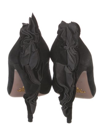Prada Suede Ruffle Embellishment Pumps