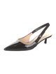 Prada Enameled Metal Triangle Patent Leather Slingback Pumps