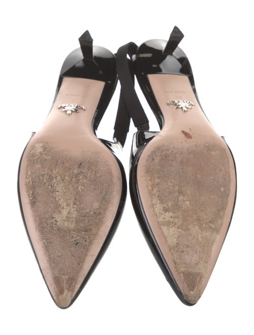 Prada Enameled Metal Triangle Patent Leather Slingback Pumps
