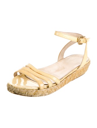 Prada Patent Leather Leather Trim Embellishment Espadrilles