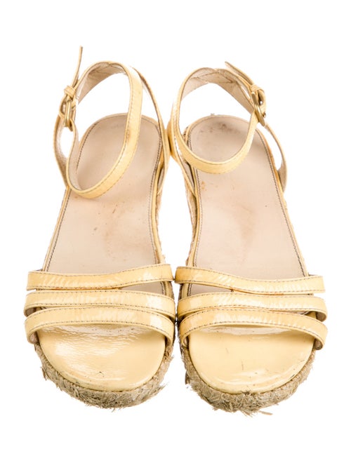 Prada Patent Leather Leather Trim Embellishment Espadrilles