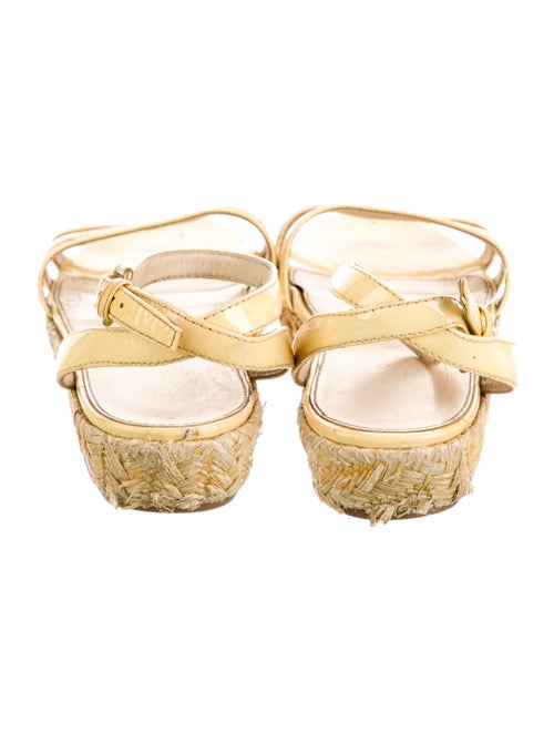 Prada Patent Leather Leather Trim Embellishment Espadrilles