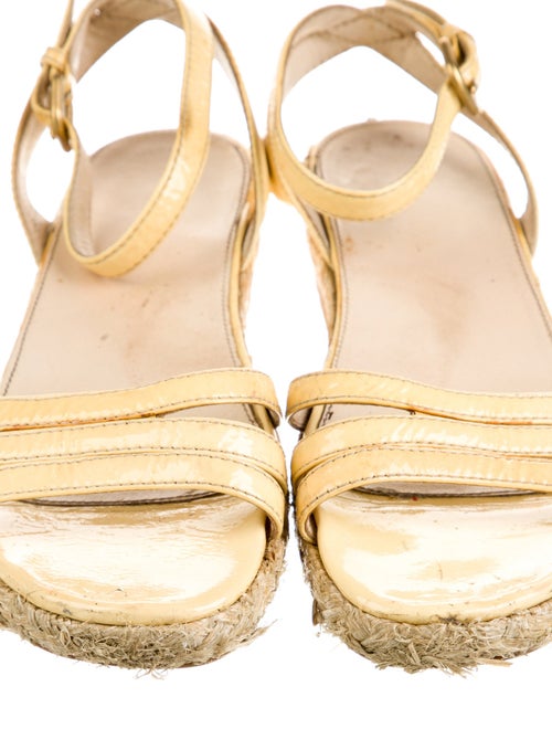 Prada Patent Leather Leather Trim Embellishment Espadrilles