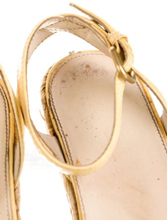 Prada Patent Leather Leather Trim Embellishment Espadrilles