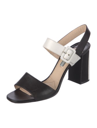 Prada Leather Colorblock Pattern Slingback Sandals