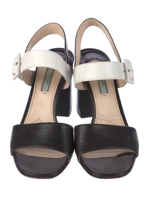 Prada Leather Colorblock Pattern Slingback Sandals