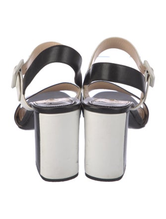 Prada Leather Colorblock Pattern Slingback Sandals