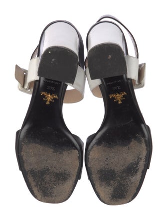 Prada Leather Colorblock Pattern Slingback Sandals