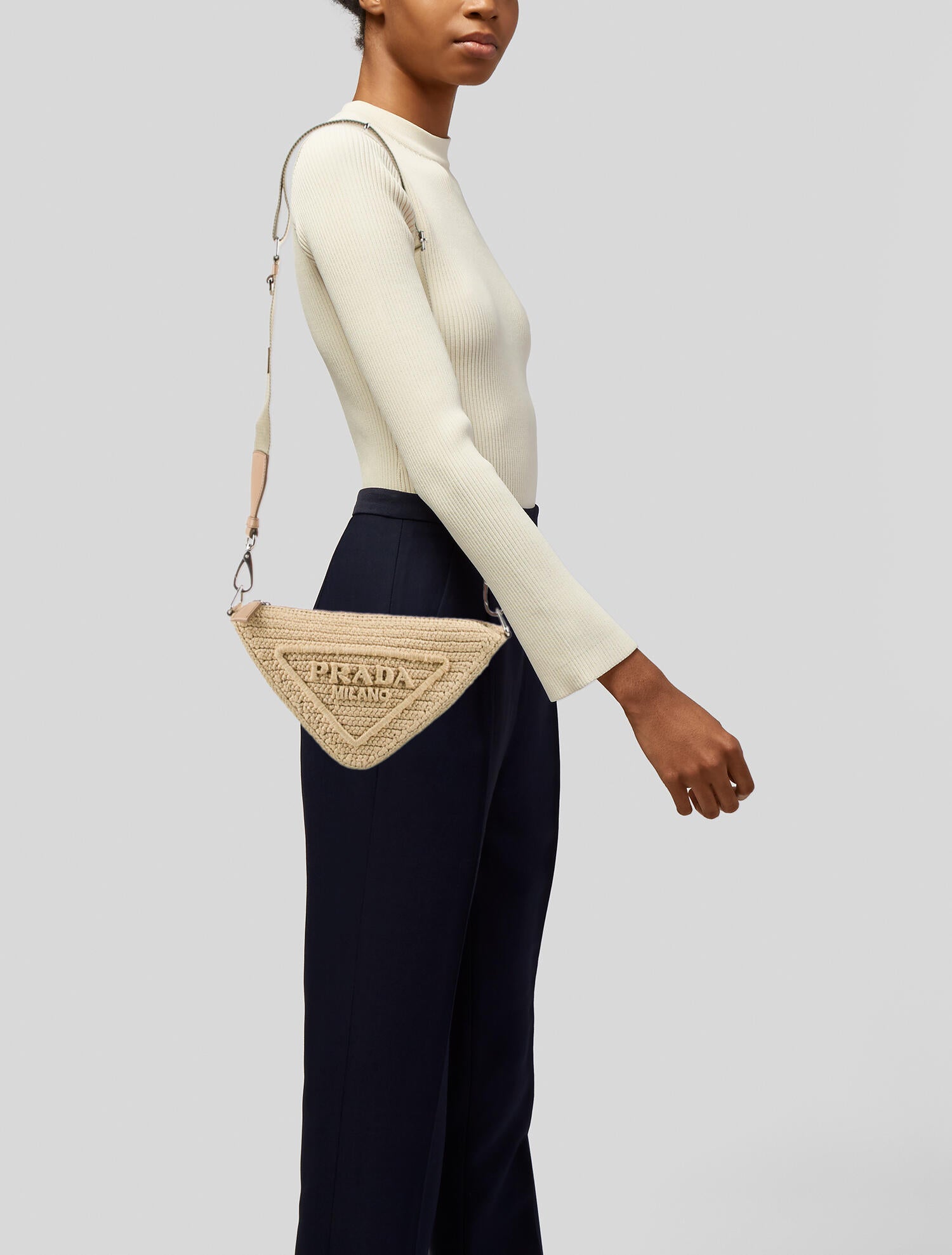 Prada Enameled Metal Triangle Triangle