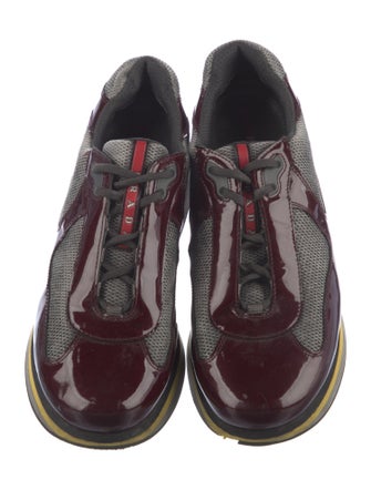 Prada Patent Leather Colorblock Pattern Sneakers
