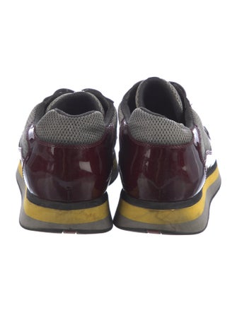 Prada Patent Leather Colorblock Pattern Sneakers