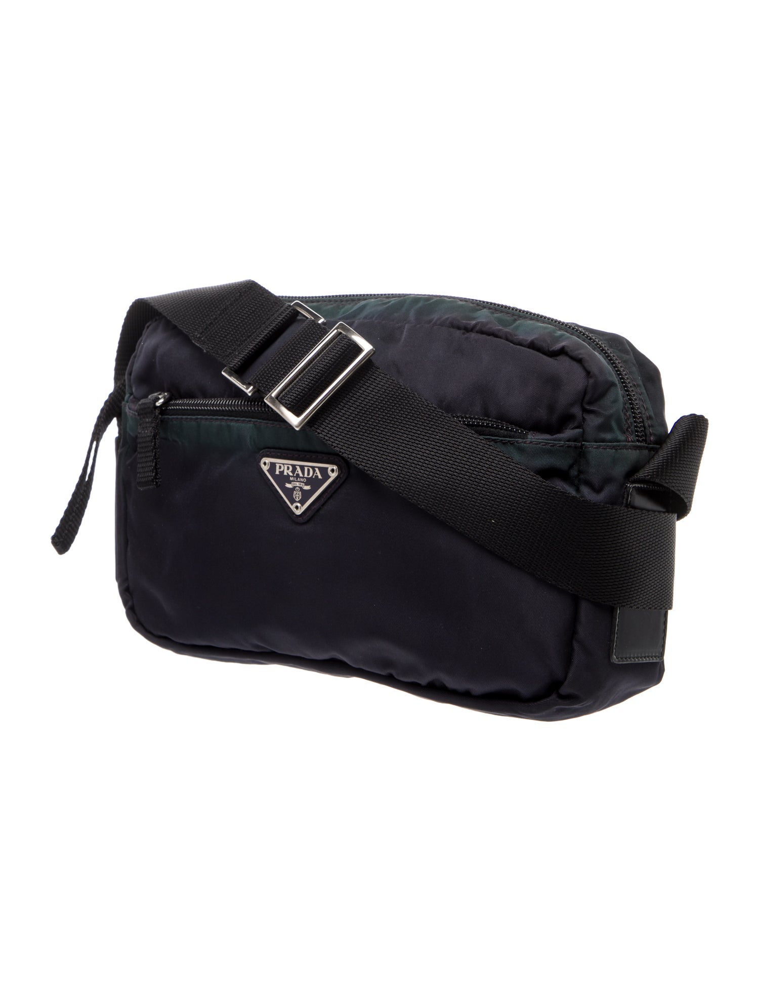 Prada Enameled Metal Triangle Crossbody Bag