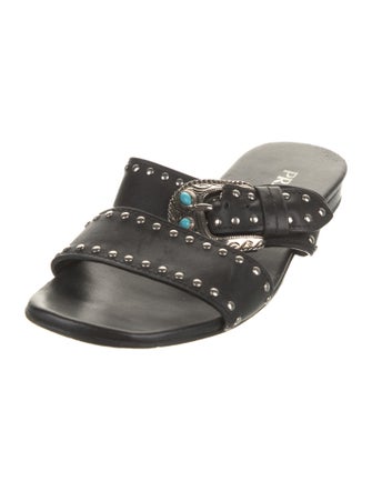 Prada Leather Studded Accents Slides