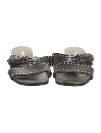 Prada Leather Studded Accents Slides