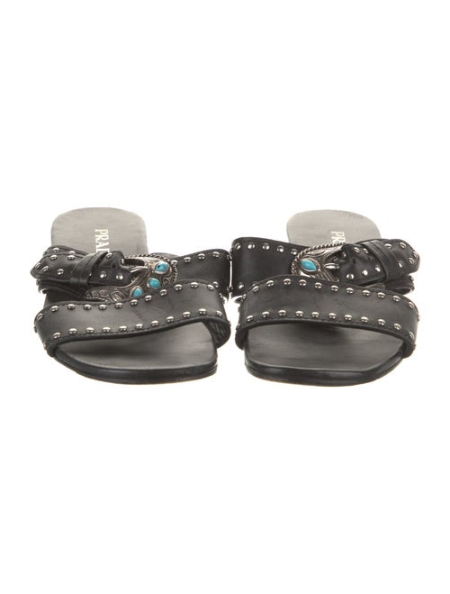 Prada Leather Studded Accents Slides