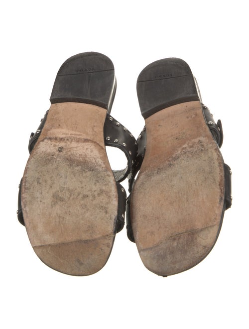 Prada Leather Studded Accents Slides