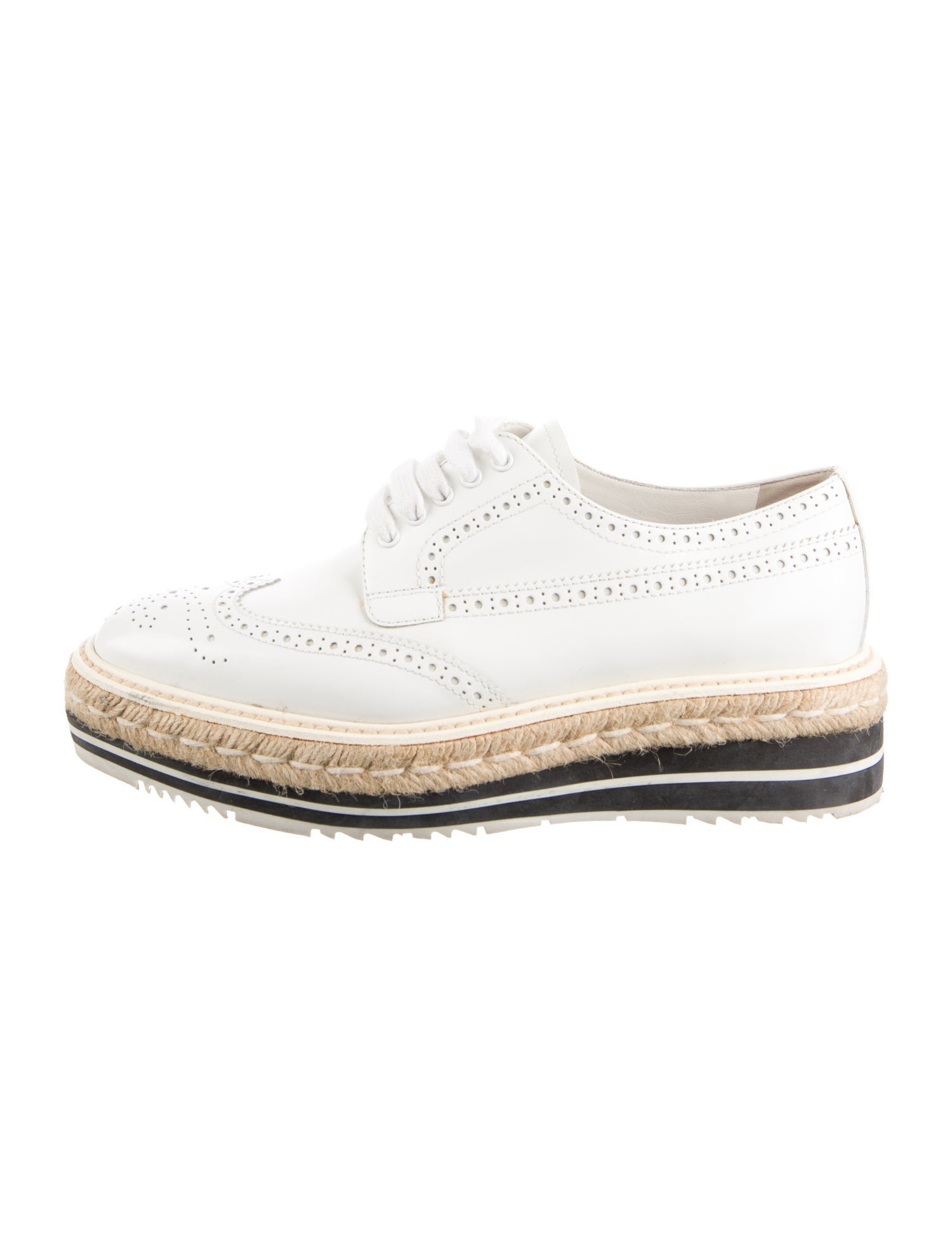 Prada Leather Whipstitch Trim Oxfords